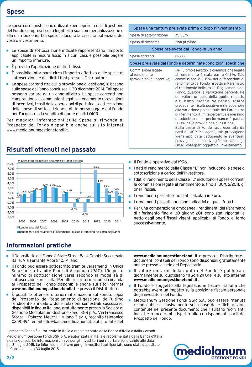 g Le spese di sottoscrizione indicate rappresentano l importo applicabile in misura fissa; in alcuni casi, è possibile pagare un importo inferiore. g È prevista l applicazione di diritti fissi.