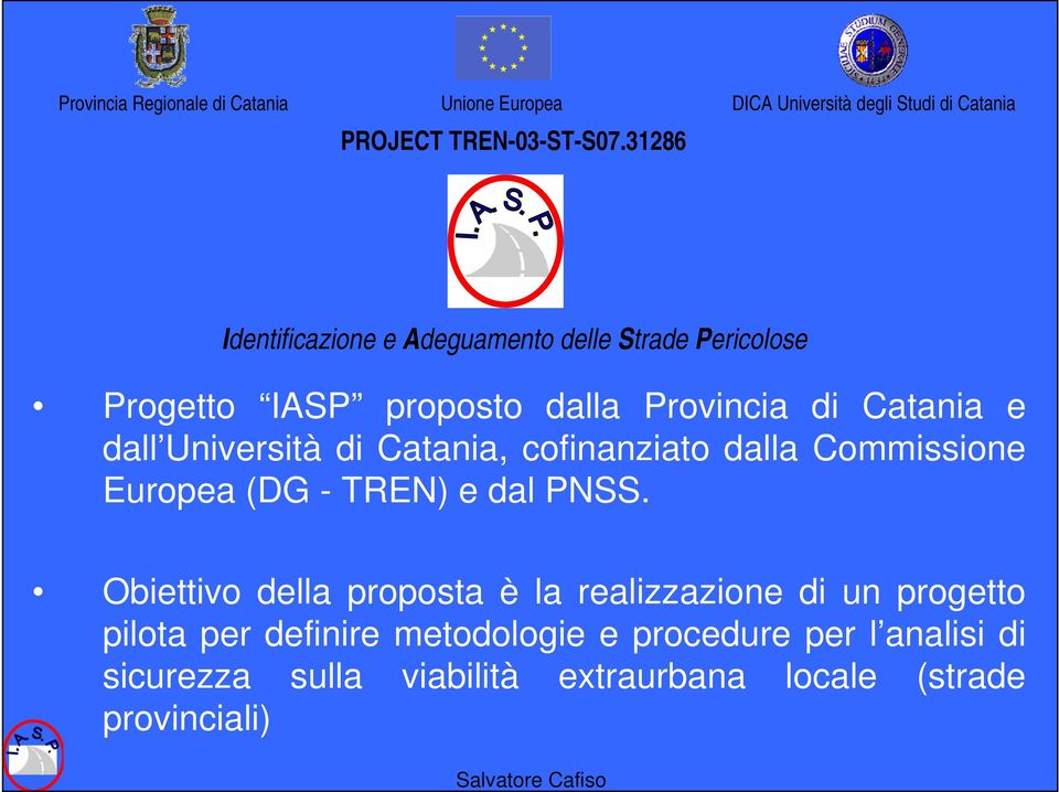 dalla Provincia di Catania e dall Università di Catania, cofinanziato dalla Commissione Europea (DG - TREN) e dal PNSS.