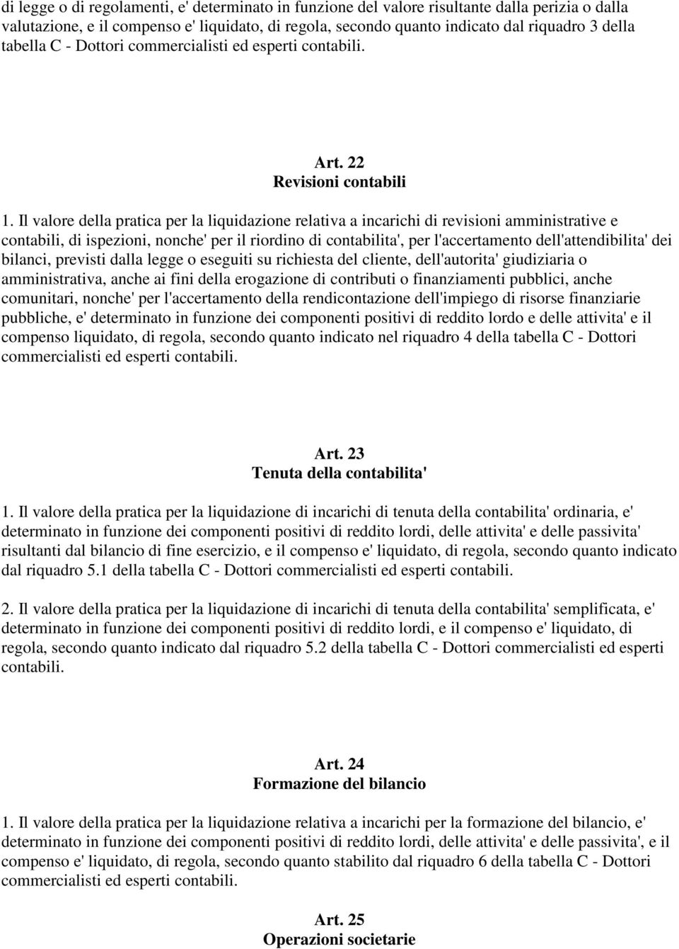 Il valore della pratica per la liquidazione relativa a incarichi di revisioni amministrative e contabili, di ispezioni, nonche' per il riordino di contabilita', per l'accertamento dell'attendibilita'