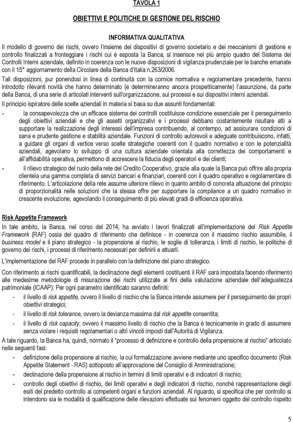 vigilanza prudenziale per le banche emanate con il 15 aggiornamento della Circolare della Banca d Italia n.263/2006.