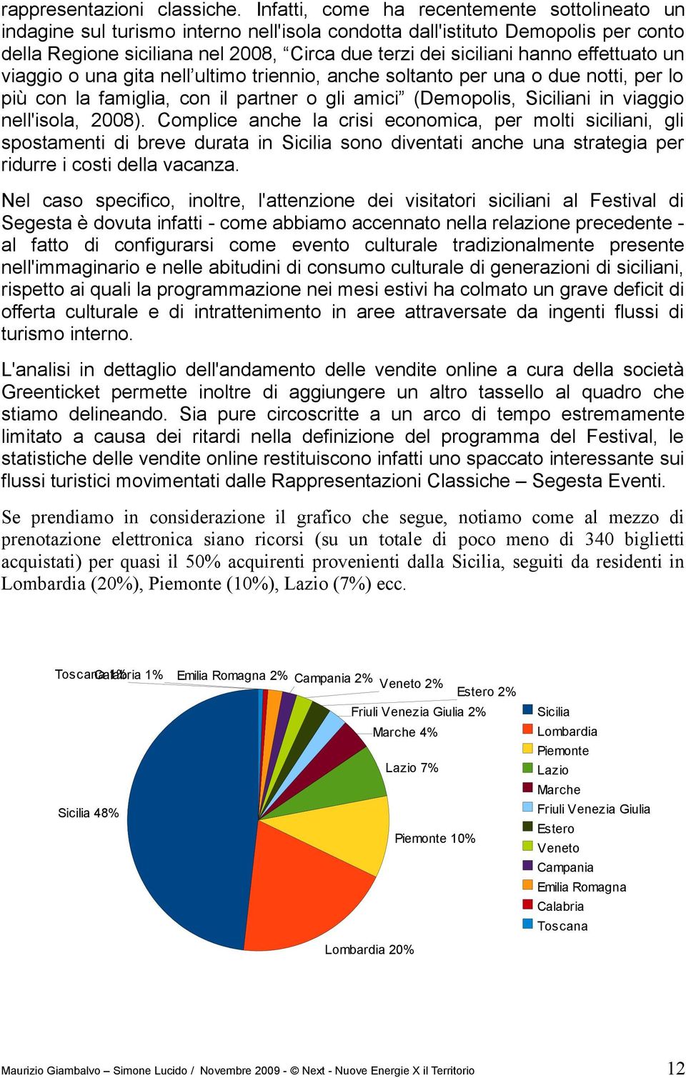 effettuato un viaggio o una gita nell ultimo triennio, anche soltanto per una o due notti, per lo più con la famiglia, con il partner o gli amici (Demopolis, Siciliani in viaggio nell'isola, 2008).