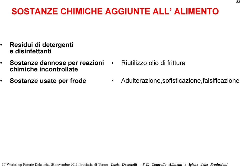 chimiche incontrollate Sostanze usate per frode