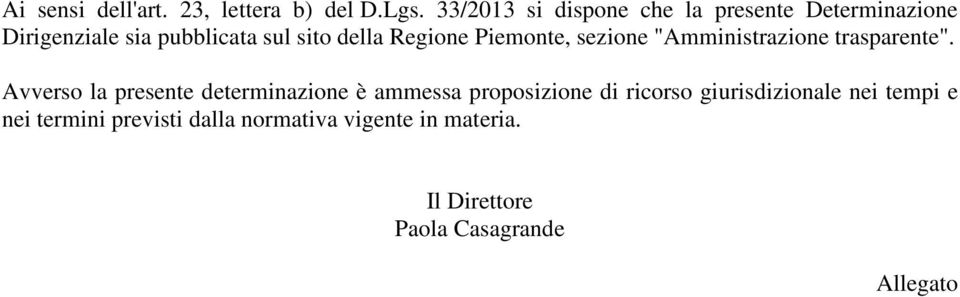 Regione Piemonte, sezione "Amministrazione trasparente".