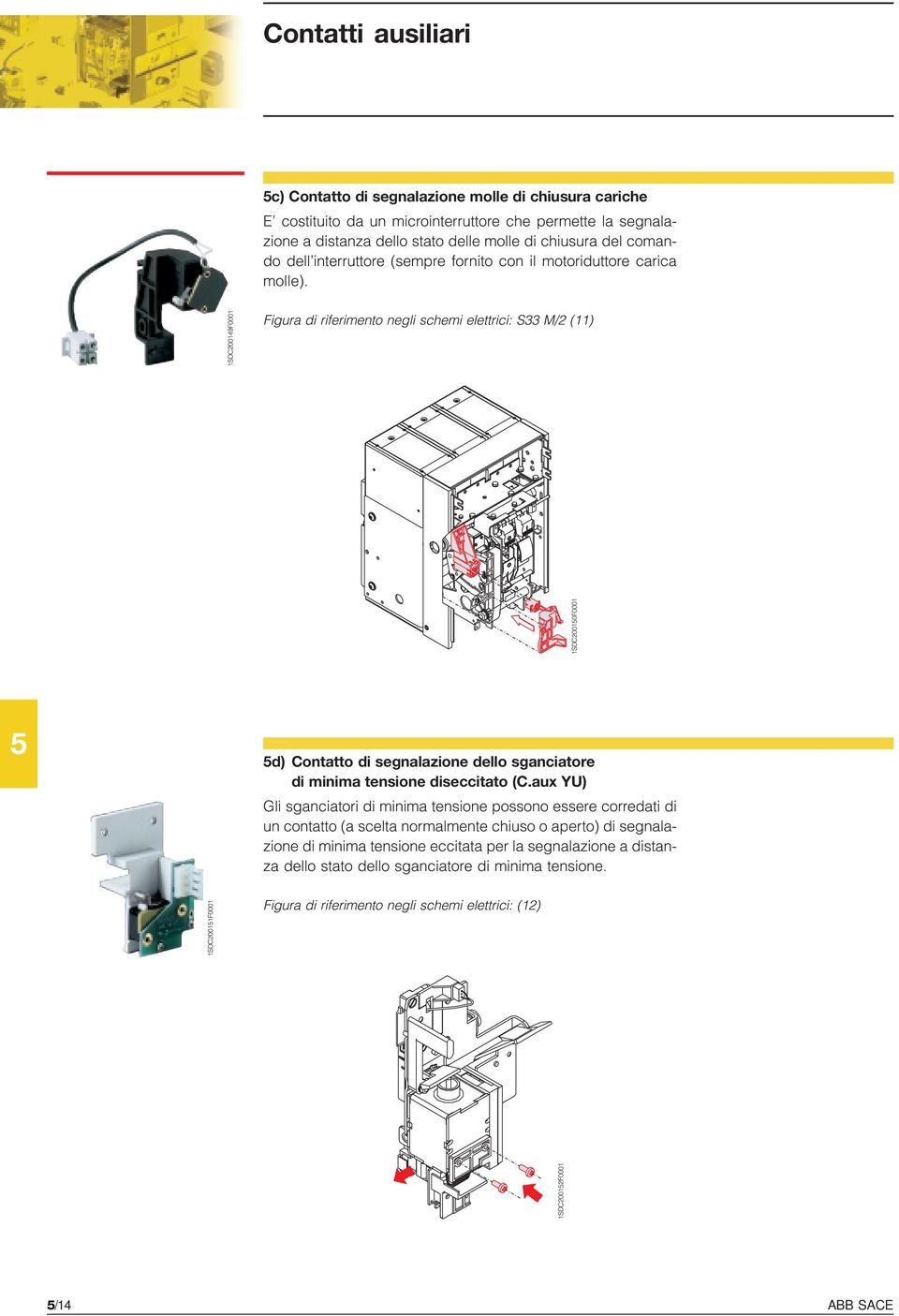 1SDC200149F0001 Figura di riferimeto egli schemi elettrici: S33 M/2 (11) 1SDC20010F0001 d) Cotatto di segalazioe dello sgaciatore di miima tesioe diseccitato (C.