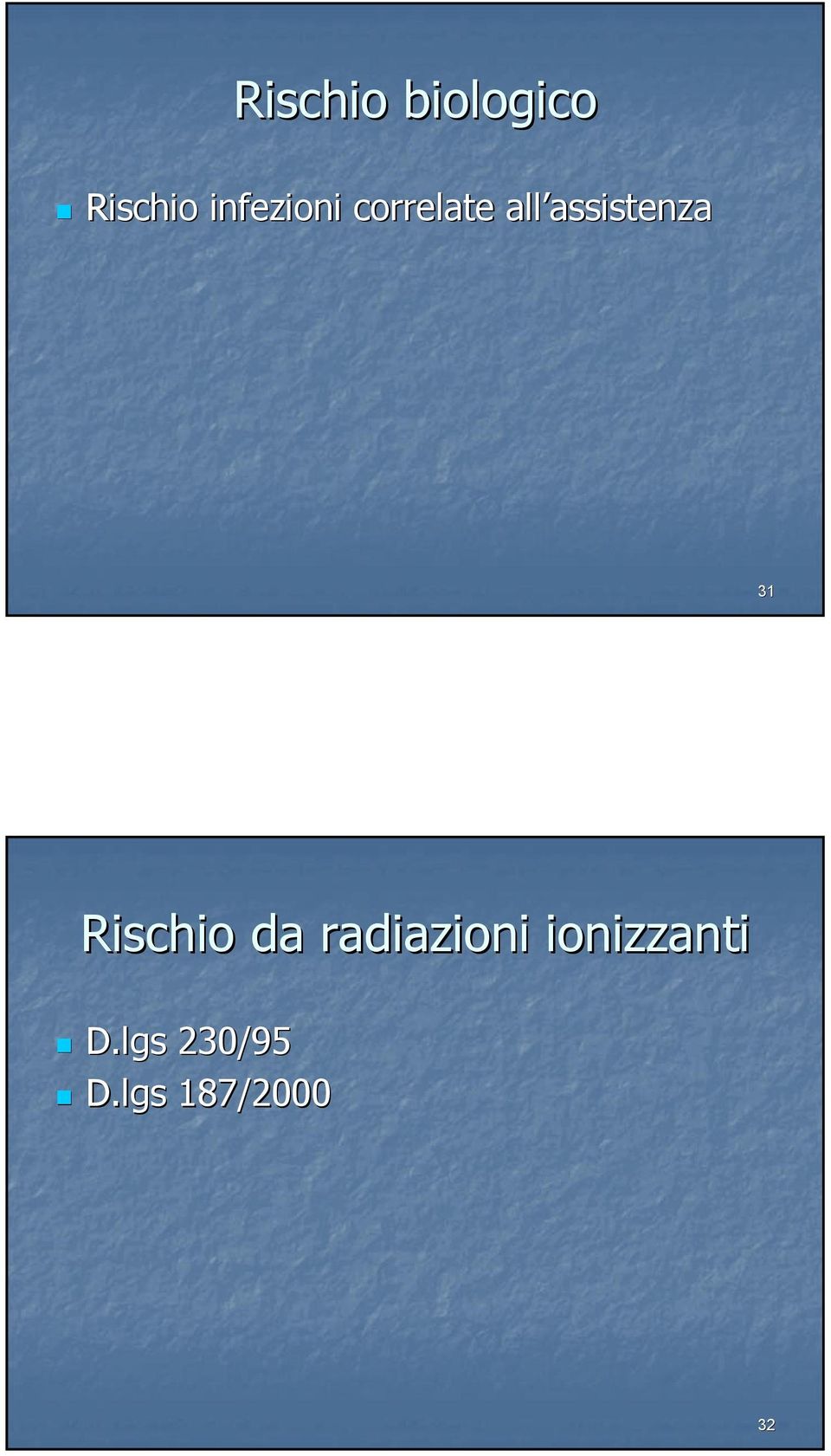 assistenza 31 Rischio da