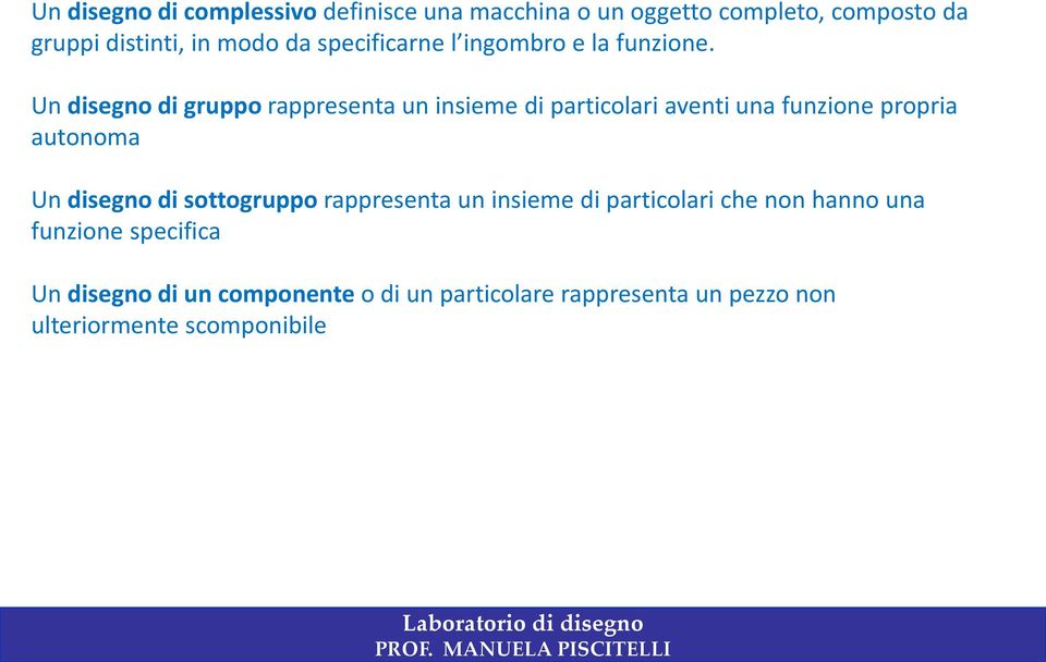 Un disegno di gruppo rappresenta un insieme di particolari aventi una funzione propria autonoma Un disegno di