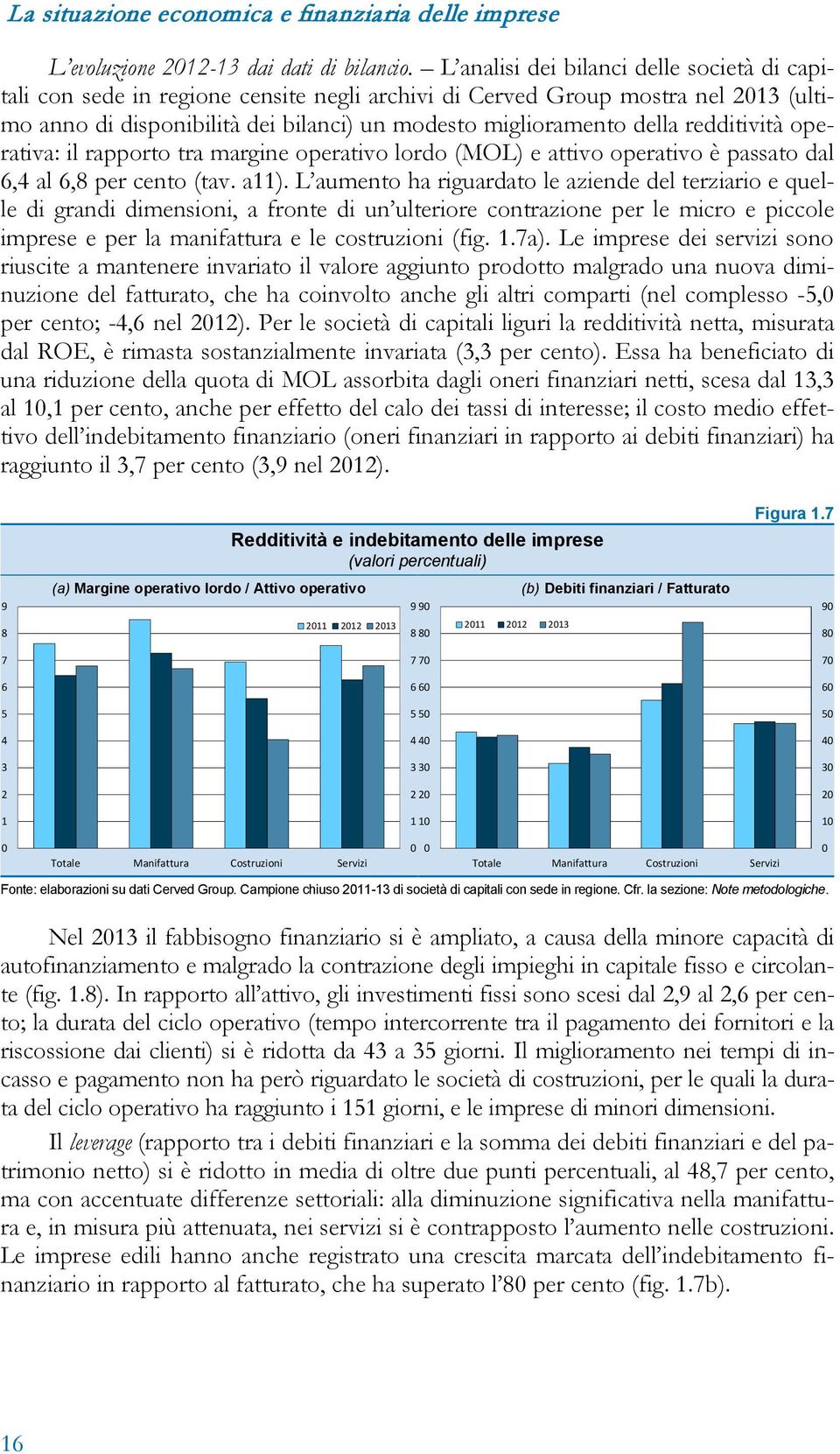 redditività operativa: il rapporto tra margine operativo lordo (MOL) e attivo operativo è passato dal 6,4 al 6,8 per cento (tav. a11).