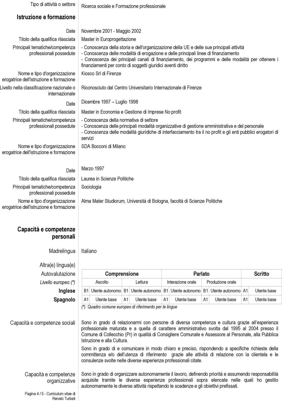 finanziamento, dei programmi e delle modalità per ottenere i finanziamenti per conto di soggetti giuridici aventi diritto Kiosco Srl di Firenze Riconosciuto dal Centro Universitario Internazionale di