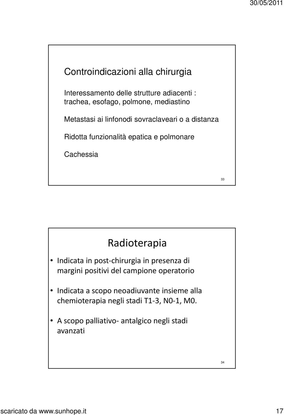 Indicata in post chirurgia in presenza di margini positivi del campione operatorio Indicata a scopo neoadiuvante insieme