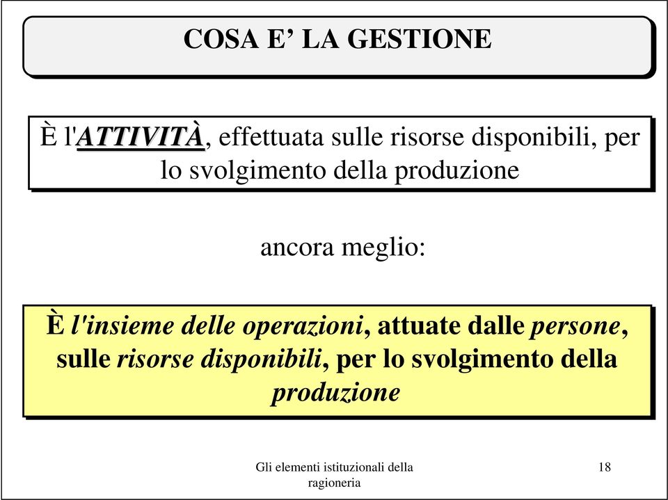 meglio: È l'insieme delle operazioni, attuate dalle