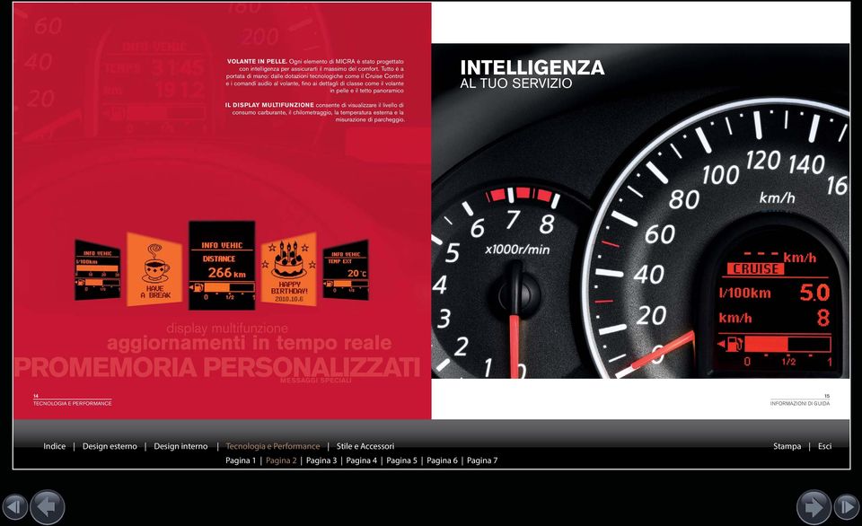pelle e il tetto panoramico INTELLIGENZA AL TUO SERVIZIO IL DISPLAY MULTIFUNZIONE consente di visualizzare il livello di consumo carburante, il chilometraggio,