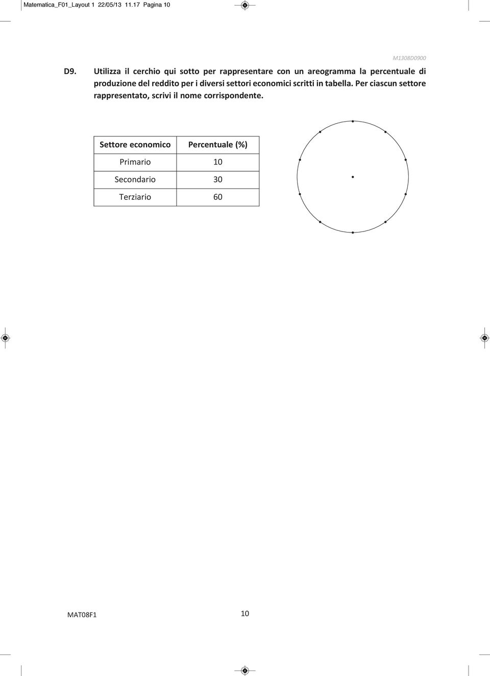 produzione del reddito per i diversi settori economici scritti in tabella.