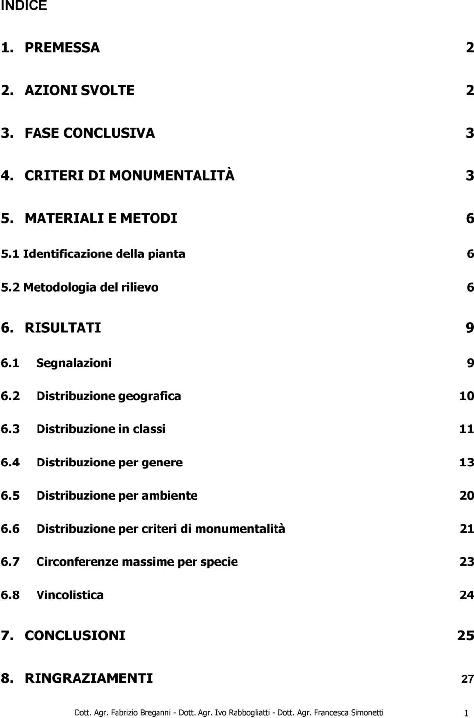 3 Distribuzione in classi 11 6.4 Distribuzione per genere 13 6.5 Distribuzione per ambiente 20 6.6 Distribuzione per criteri di monumentalità 21 6.