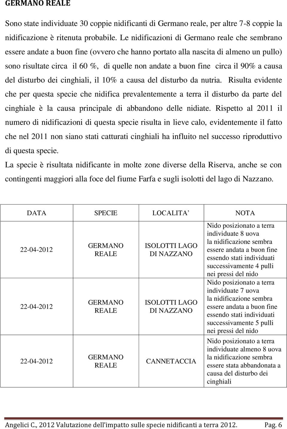 circa il 90% a causa del disturbo dei cinghiali, il 10% a causa del disturbo da nutria.