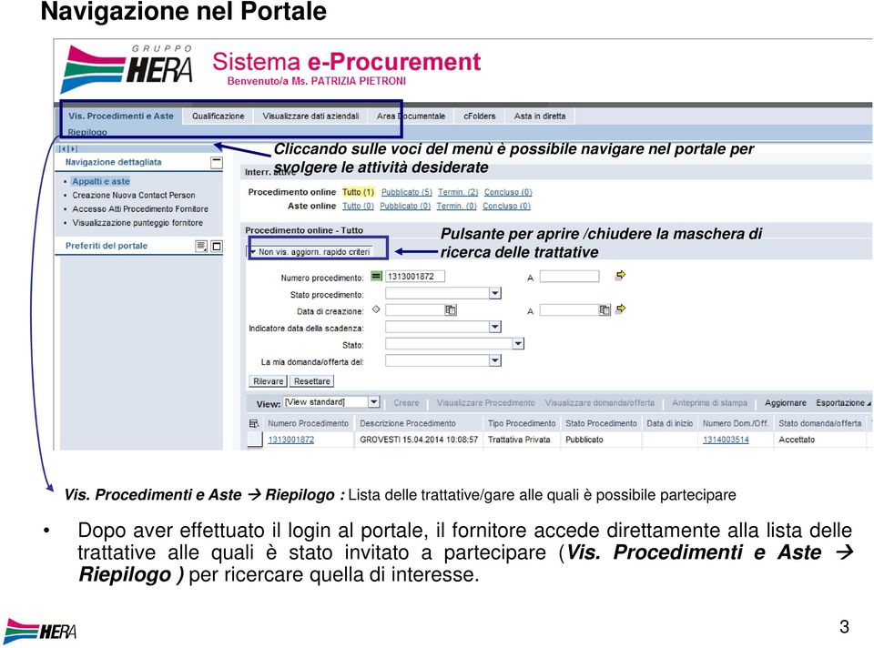 Procedimenti e Aste Riepilogo : Lista delle trattative/gare alle quali è possibile partecipare Dopo aver effettuato il login al