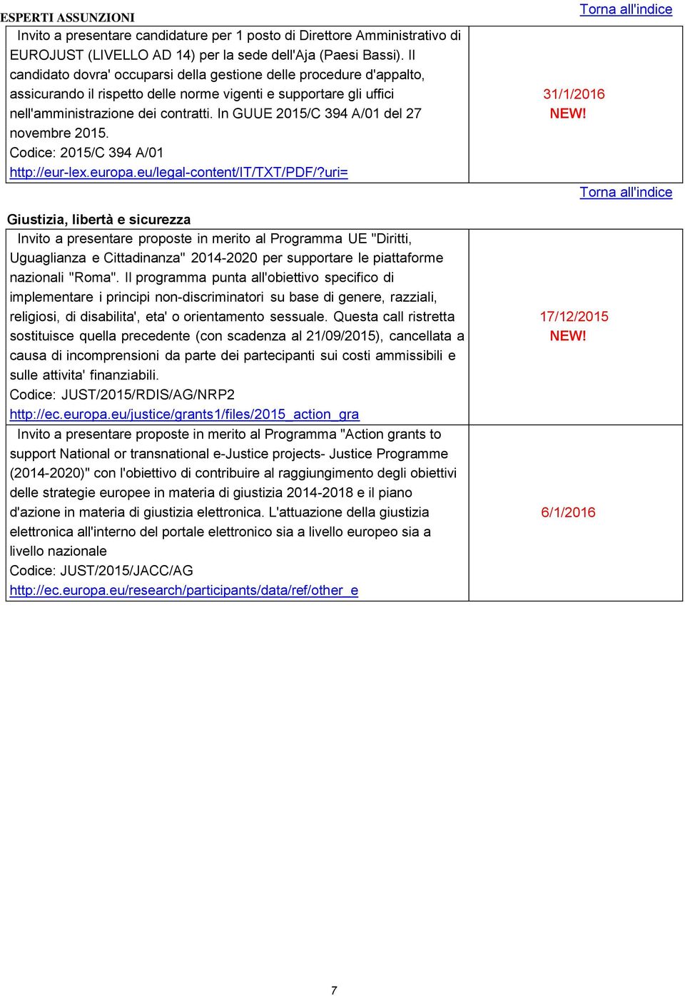 In GUUE 2015/C 394 A/01 del 27 novembre 2015. Codice: 2015/C 394 A/01 http://eur-lex.europa.eu/legal-content/it/txt/pdf/?