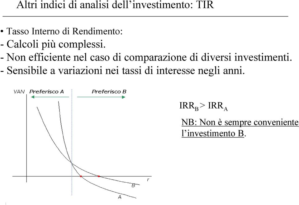 - on efficiene nel caso di comparazione di diversi invesimeni.