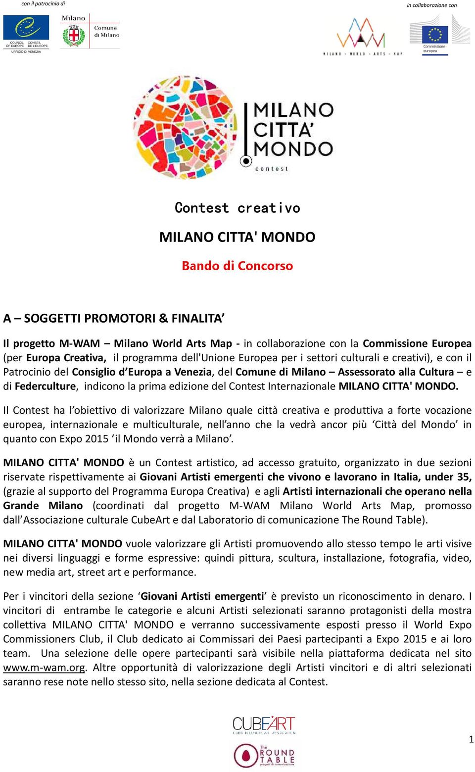 Contest Internazionale MILANO CITTA' MONDO.