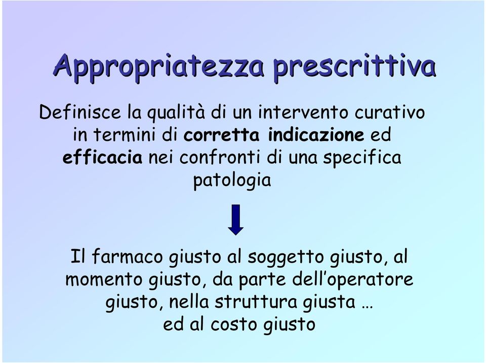 una specifica patologia Il farmaco giusto al soggetto giusto, al momento