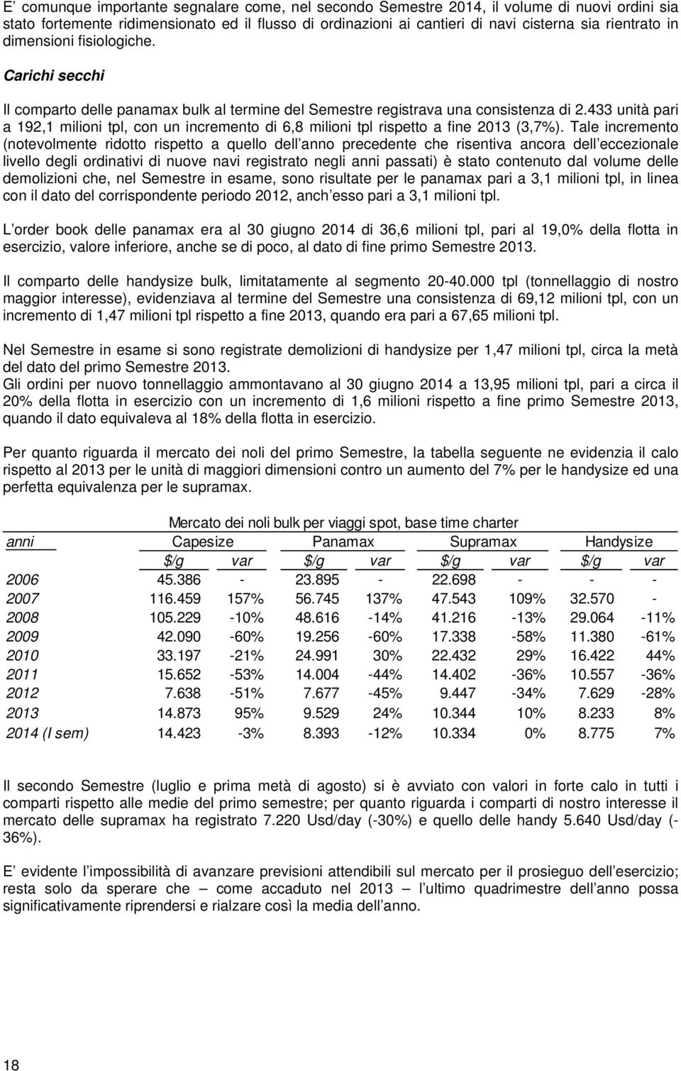 433 unità pari a 192,1 milioni tpl, con un incremento di 6,8 milioni tpl rispetto a fine 2013 (3,7%).