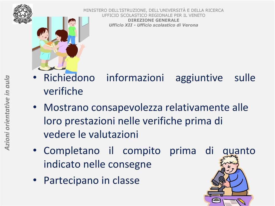 prestazioni nelle verifiche prima di vedere le valutazioni