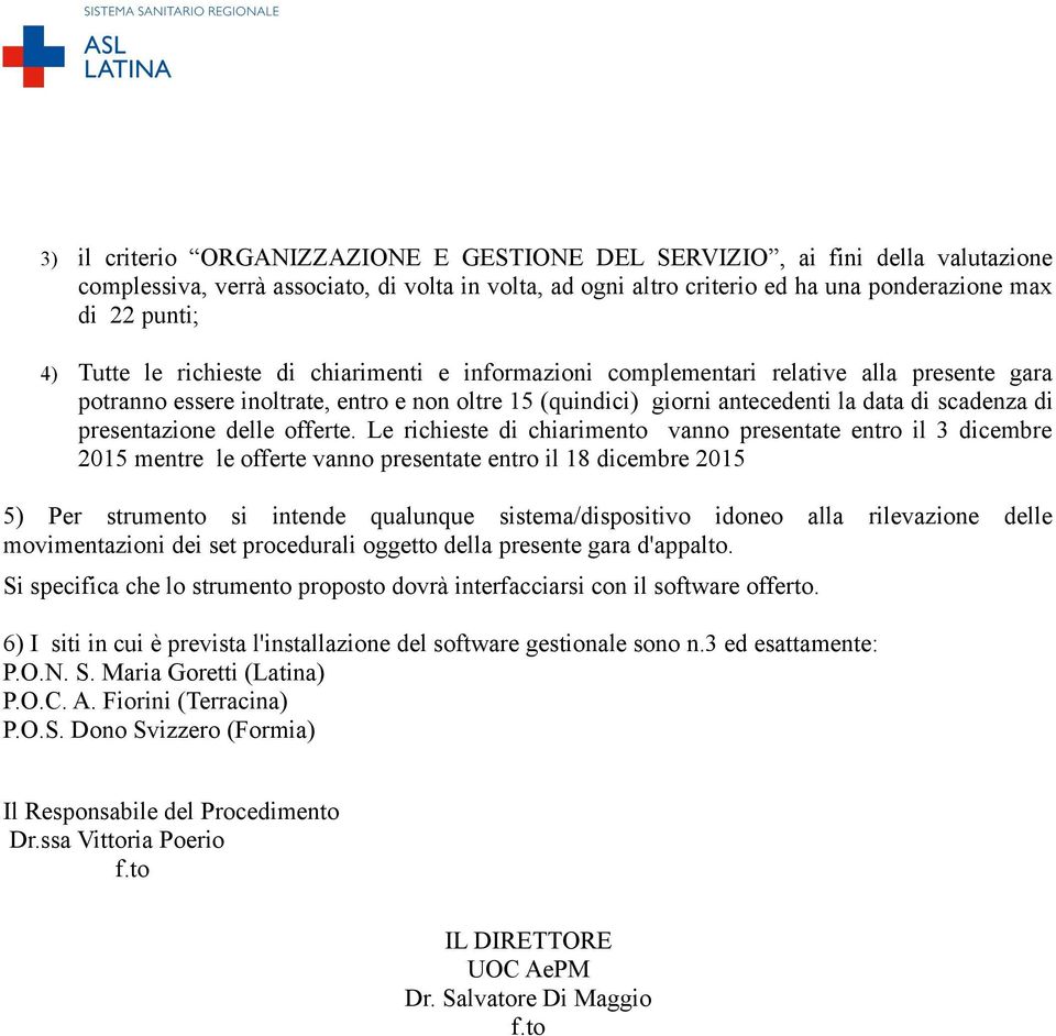 presentazione delle offerte.