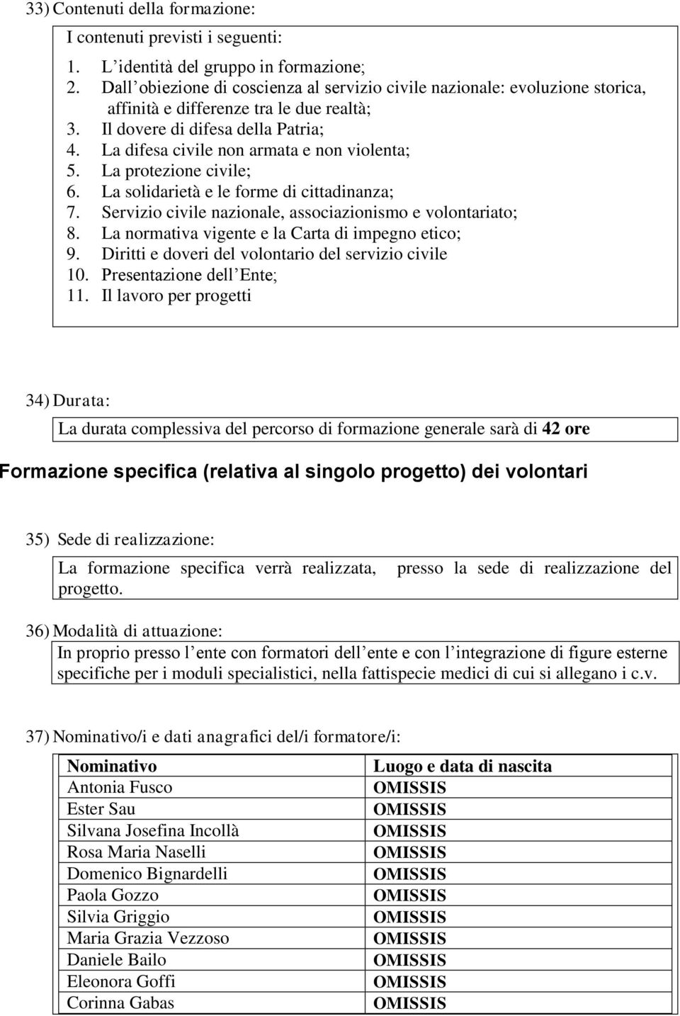 La difesa civile non armata e non violenta; 5. La protezione civile; 6. La solidarietà e le forme di cittadinanza; 7. Servizio civile nazionale, associazionismo e volontariato; 8.