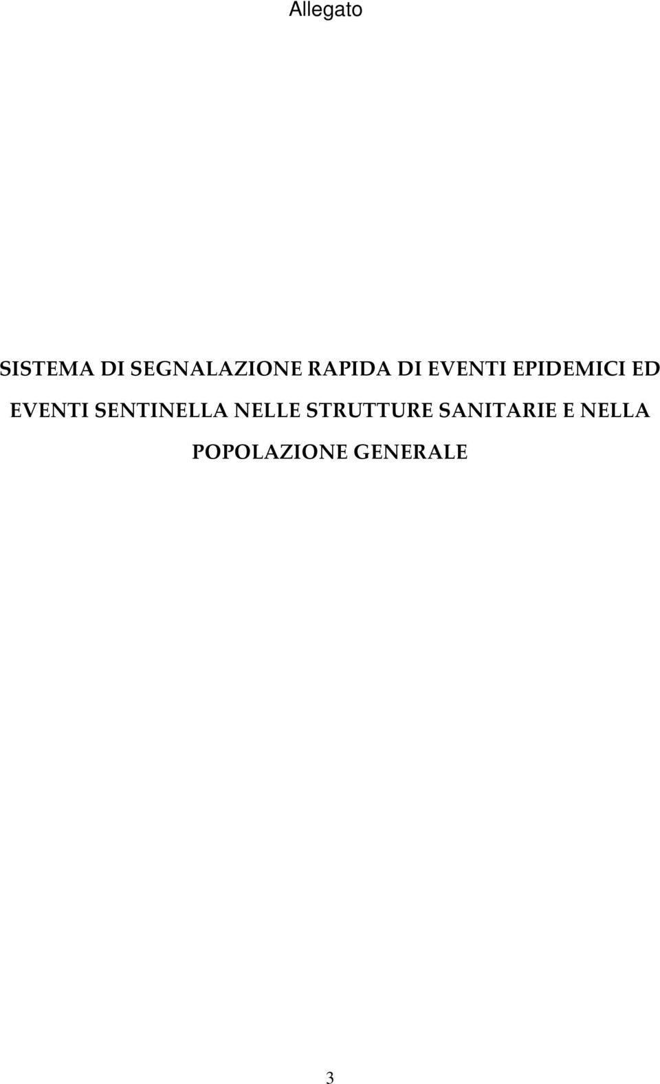 EVENTI SENTINELLA NELLE STRUTTURE