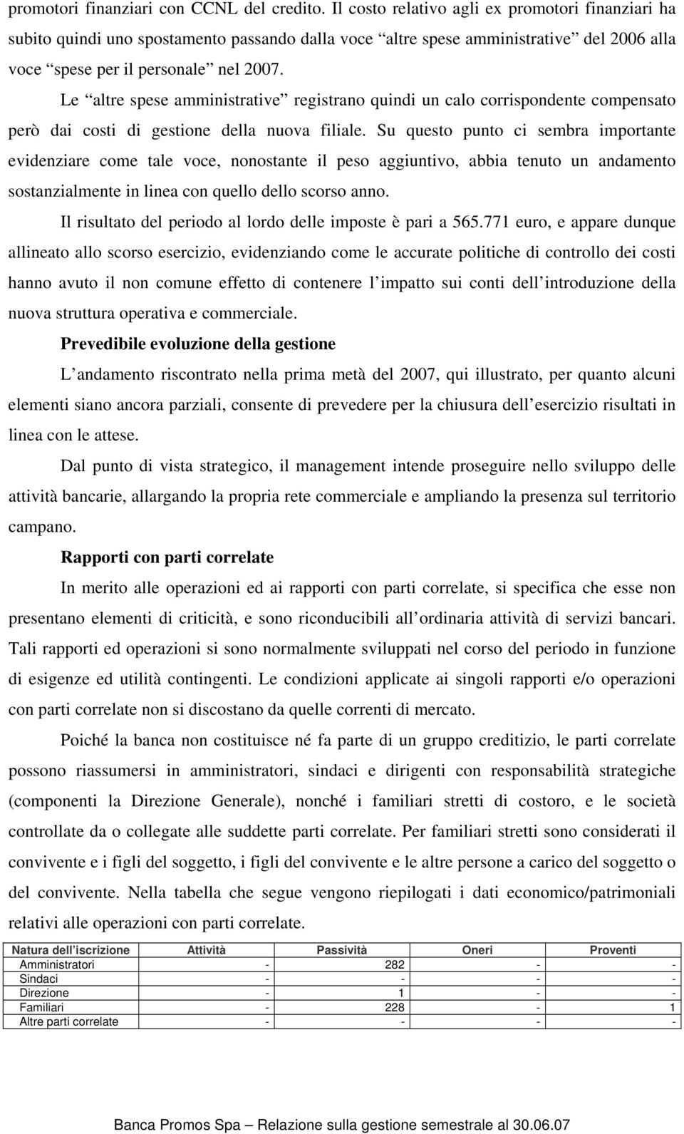 Le altre spese amministrative registrano quindi un calo corrispondente compensato però dai costi di gestione della nuova filiale.