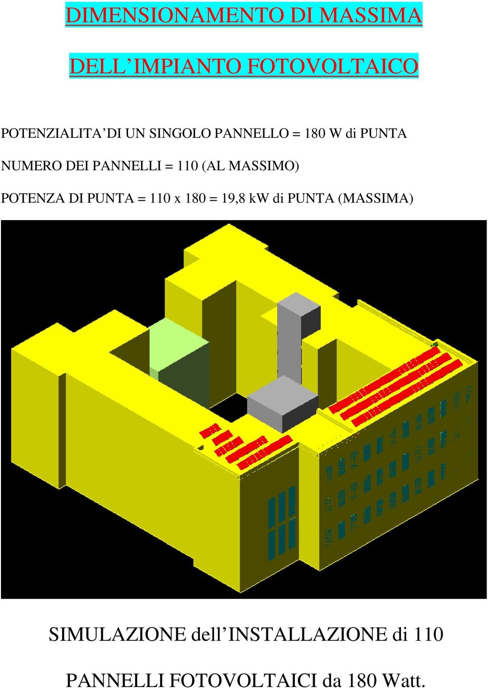 (AL MASSIMO) POTENZA DI PUNTA = 110 x 180 = 19,8 kw di PUNTA