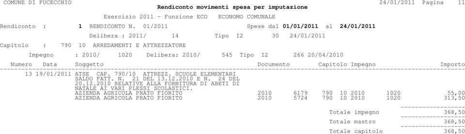 2010 E N. 24 DEL 20.12.2010 RELATIVE ALLA FORNITURA DI ABETI DI NATALE AI VARI PLESSI SCOLASTICI.