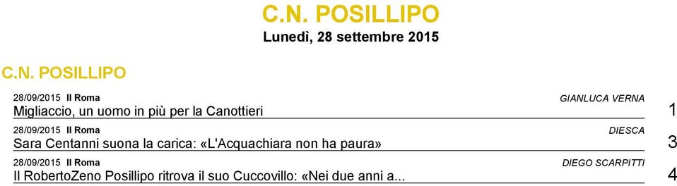 la carica: «L'Acquachiara non ha paura» 3 28/09/2015 DIEGO SCARPITTI