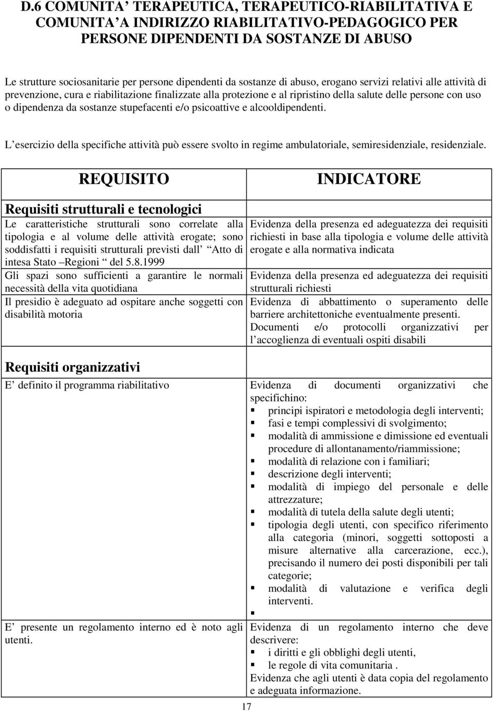 stupefacenti e/o psicoattive e alcooldipendenti. L esercizio della specifiche attività può essere svolto in regime ambulatoriale, semiresidenziale, residenziale.