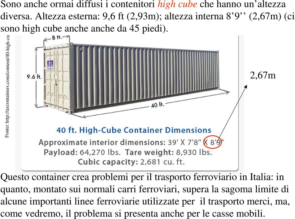 com/content/40-high-cube 2,67m Questo container crea problemi per il trasporto ferroviario in Italia: in quanto, montato sui normali