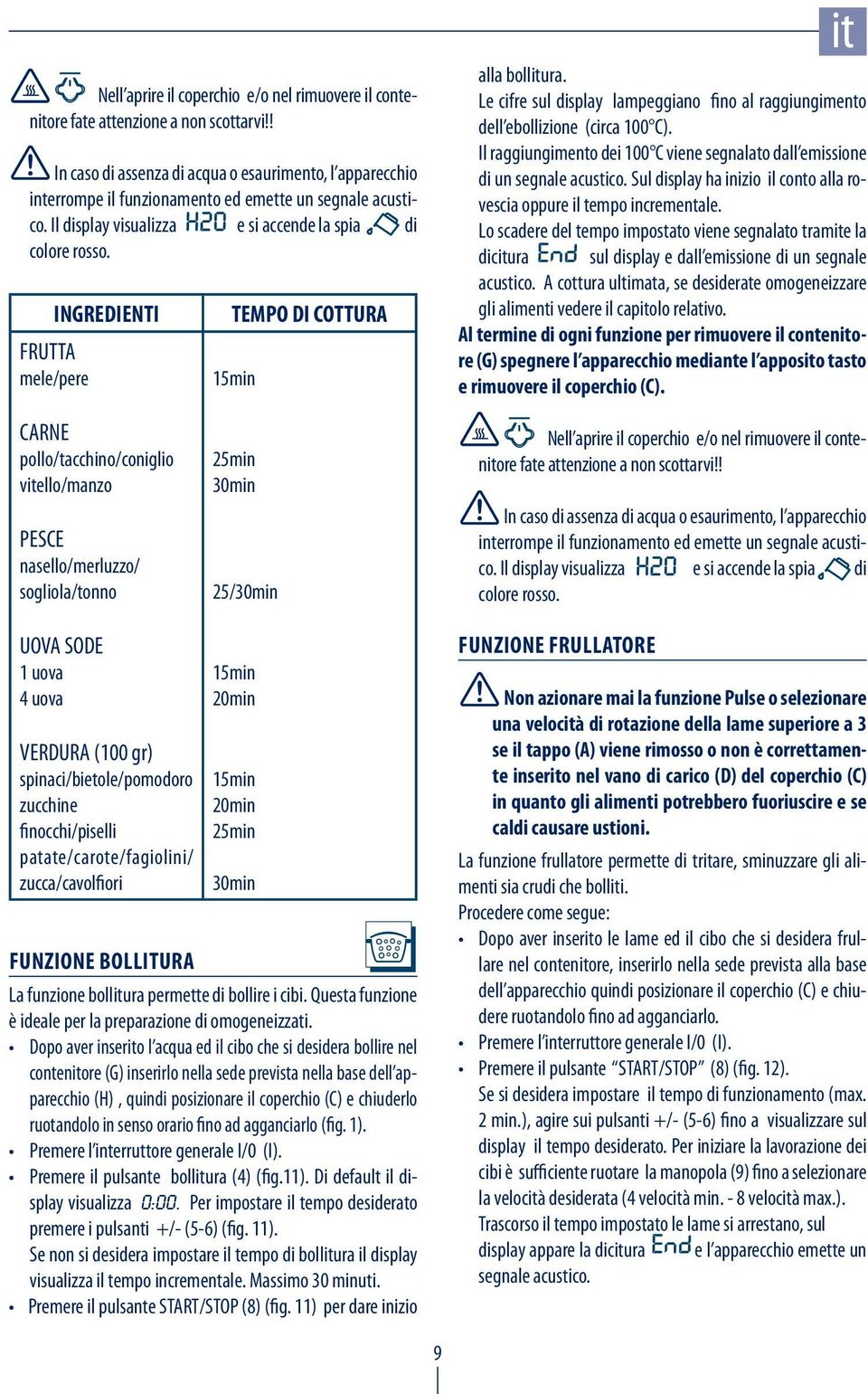 Lo scadere del tempo impostato viene segnalato trame la dicura sul display e dall emissione di un segnale acustico.