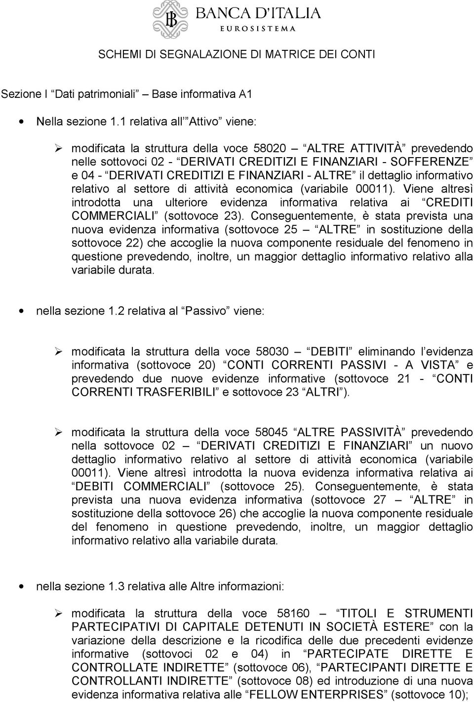 FINANZIARI - ALTRE il dettaglio informativo relativo al settore di attività economica (variabile 00011).