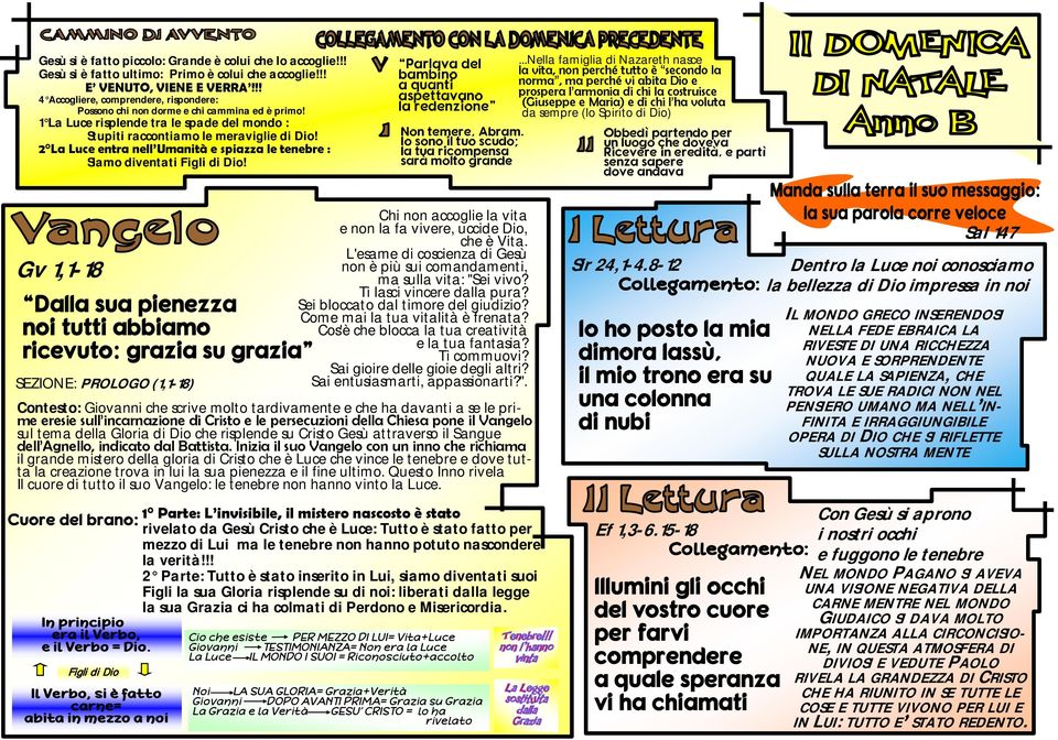 2 La Luce entra nell Umanità e spiazza le tenebre : Siamo diventati Figli di Dio! Parlava del bambino a quanti aspettavano la redenzione Non temere, Abram.