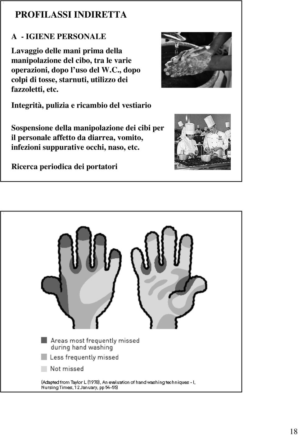 Integrità, pulizia e ricambio del vestiario Sospensione della manipolazione dei cibi per il personale