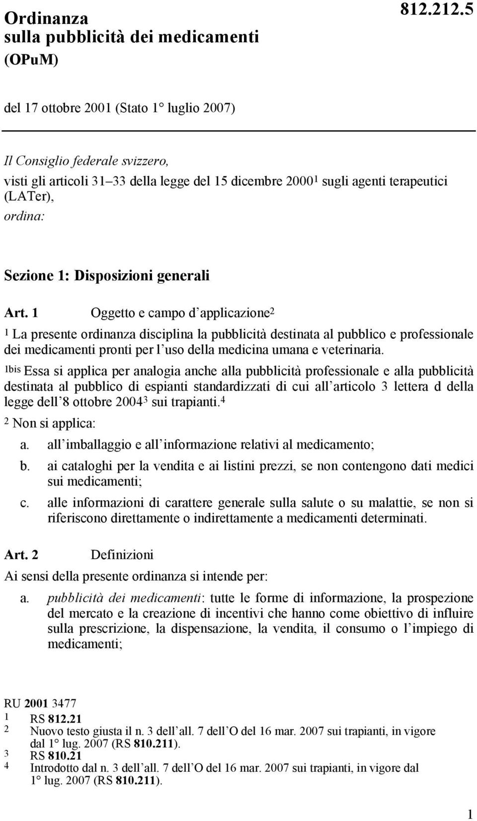 Disposizioni generali Art.