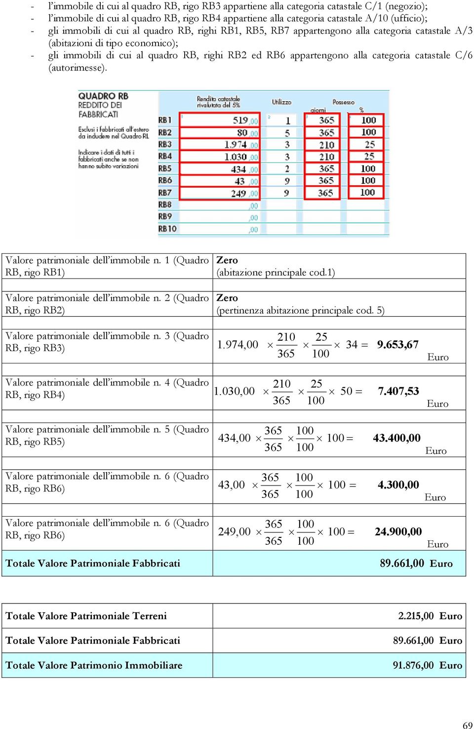 categoria catastale C/6 (autorimesse). Valore patrimoniale dell immobile n. 1 (Quadro RB, rigo RB1) Valore patrimoniale dell immobile n. 2 (Quadro RB, rigo RB2) Zero (abitazione principale cod.