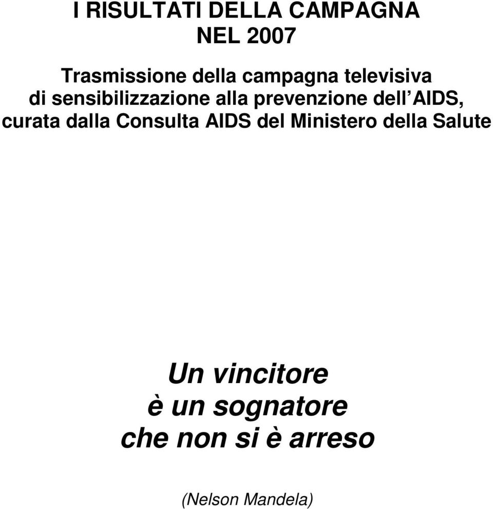 dell AIDS, curata dalla Consulta AIDS del Ministero della