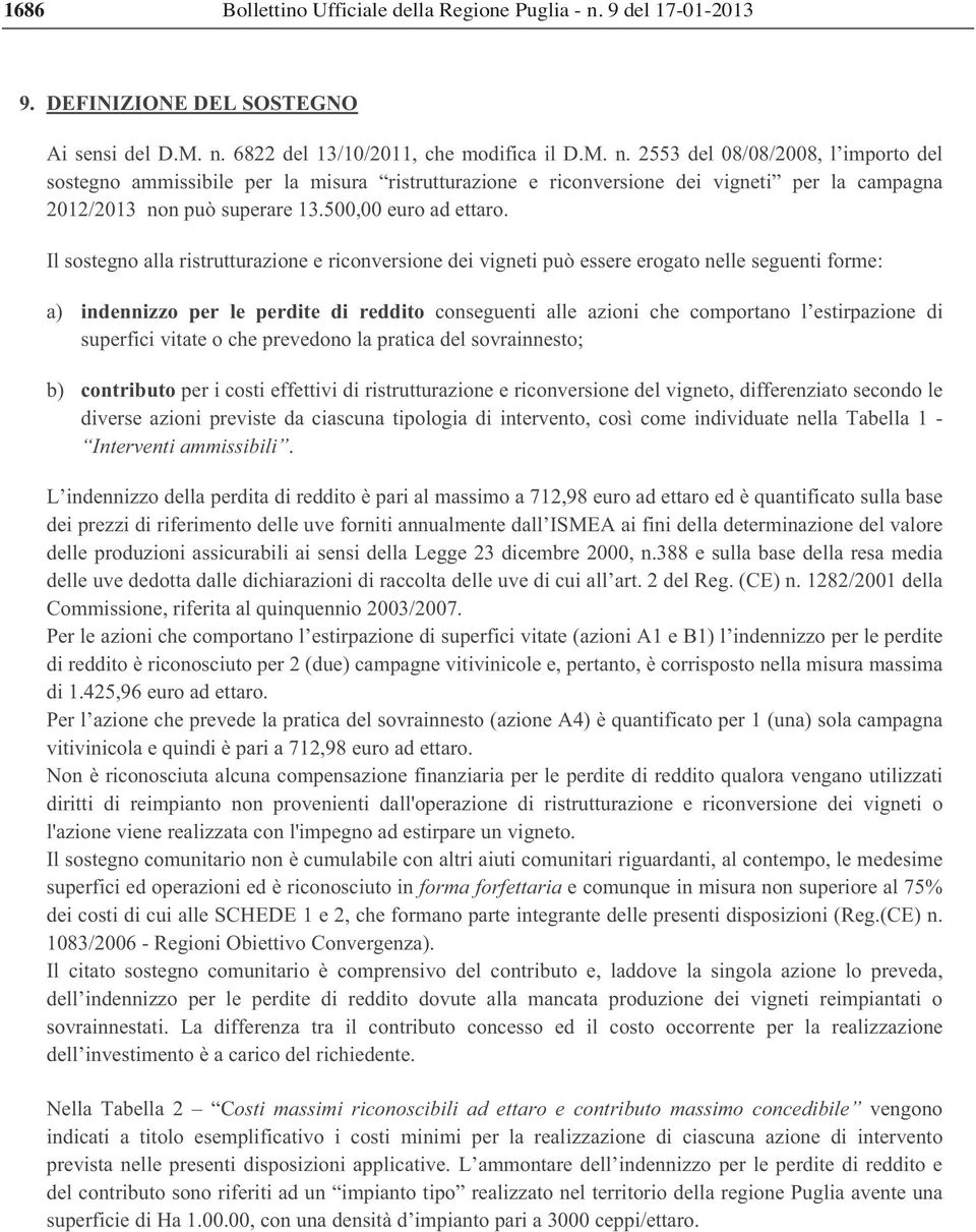 6822 del 13/10/2011, che modifica il D.M. n.