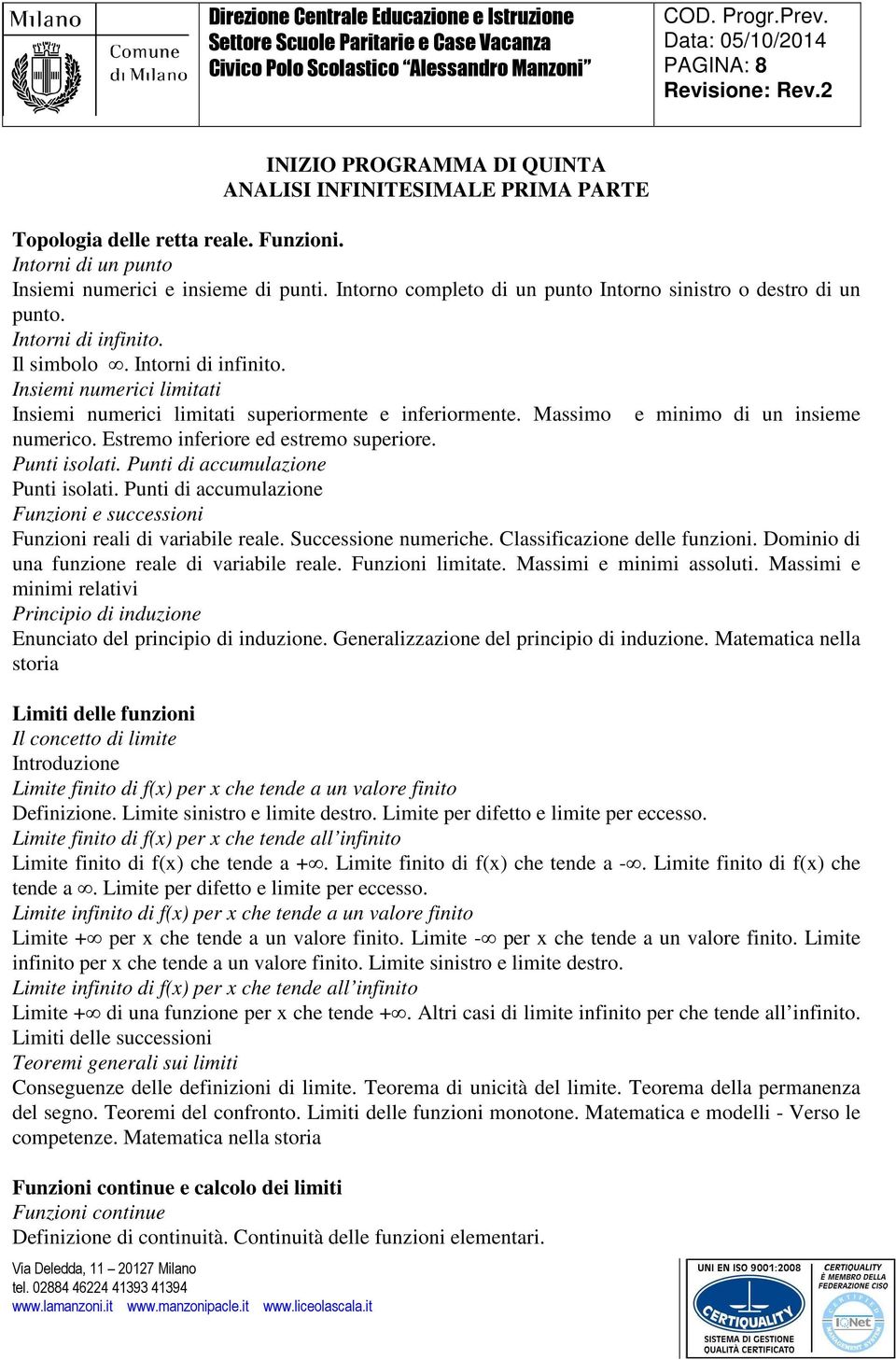 Massimo e minimo di un insieme numerico. Estremo inferiore ed estremo superiore. Punti isolati. Punti di accumulazione Punti isolati.