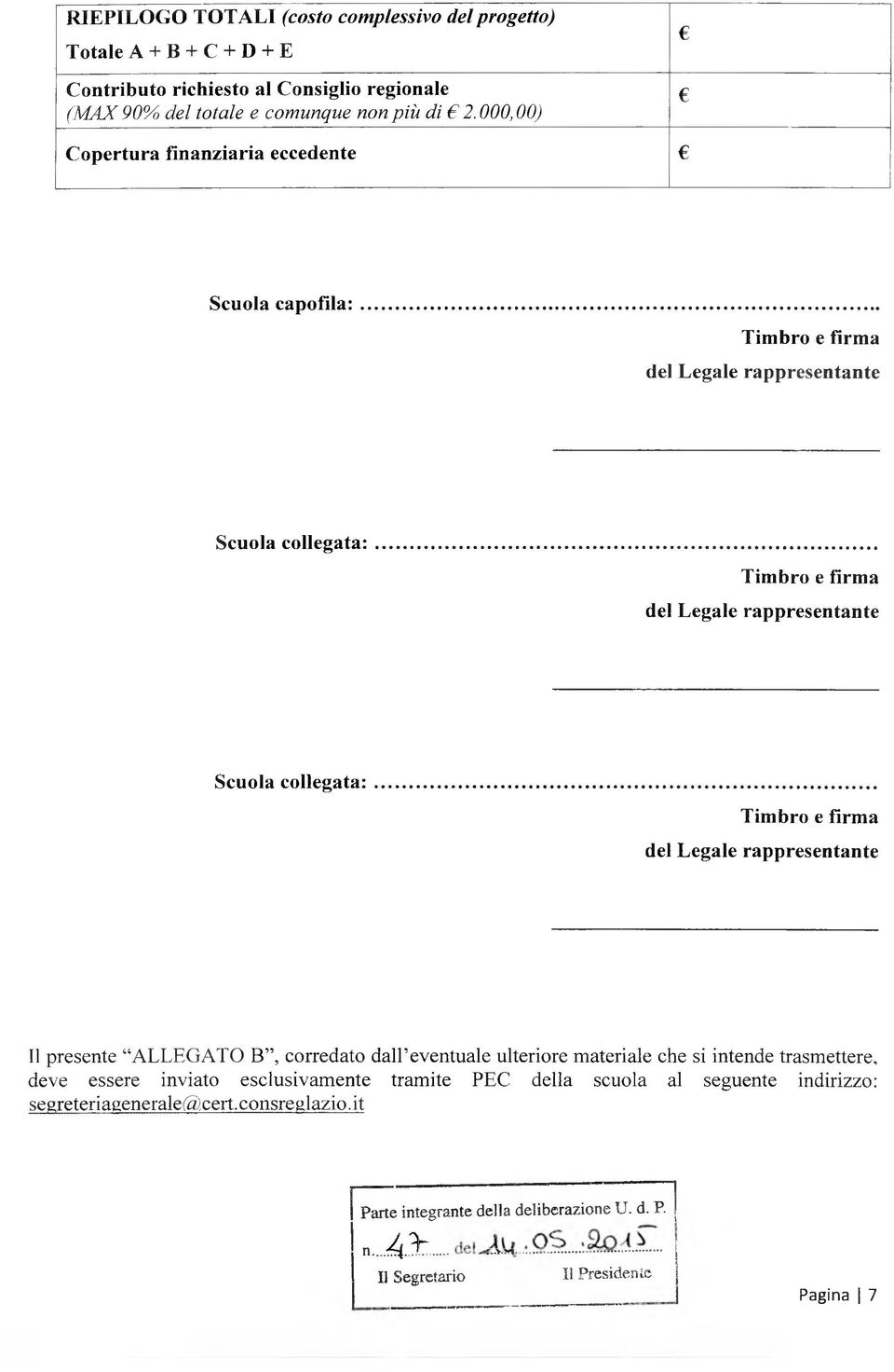 .. Timbro e firma del Legale rappresentante Scuola collegata:.