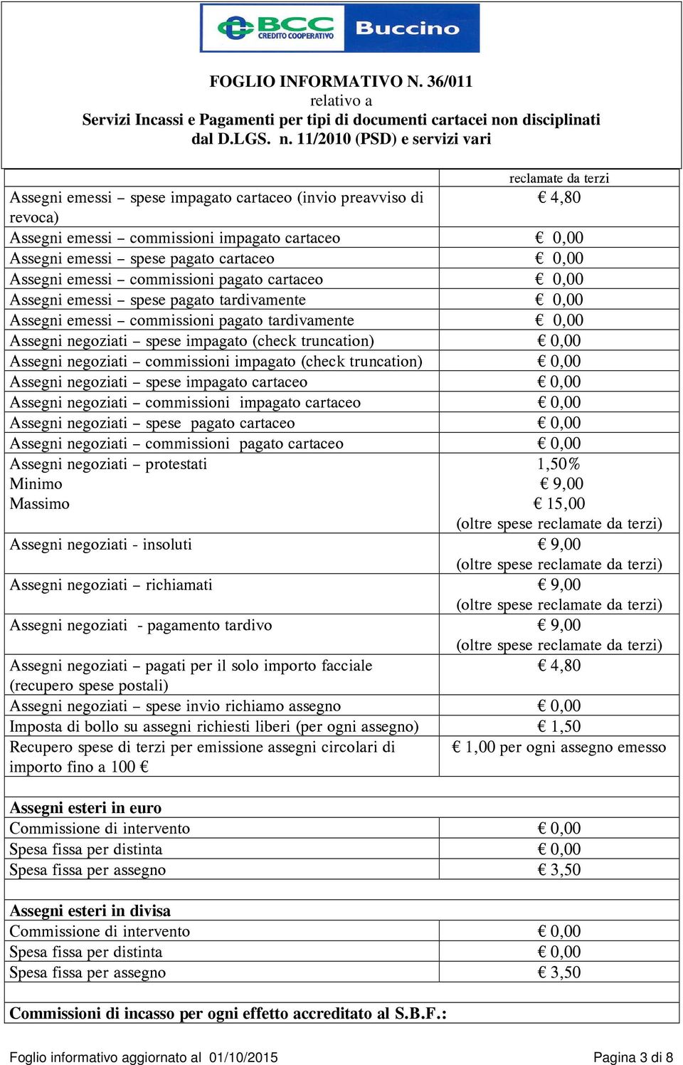 negoziati commissioni impagato (check truncation) 0,00 Assegni negoziati spese impagato cartaceo 0,00 Assegni negoziati commissioni impagato cartaceo 0,00 Assegni negoziati spese pagato cartaceo 0,00