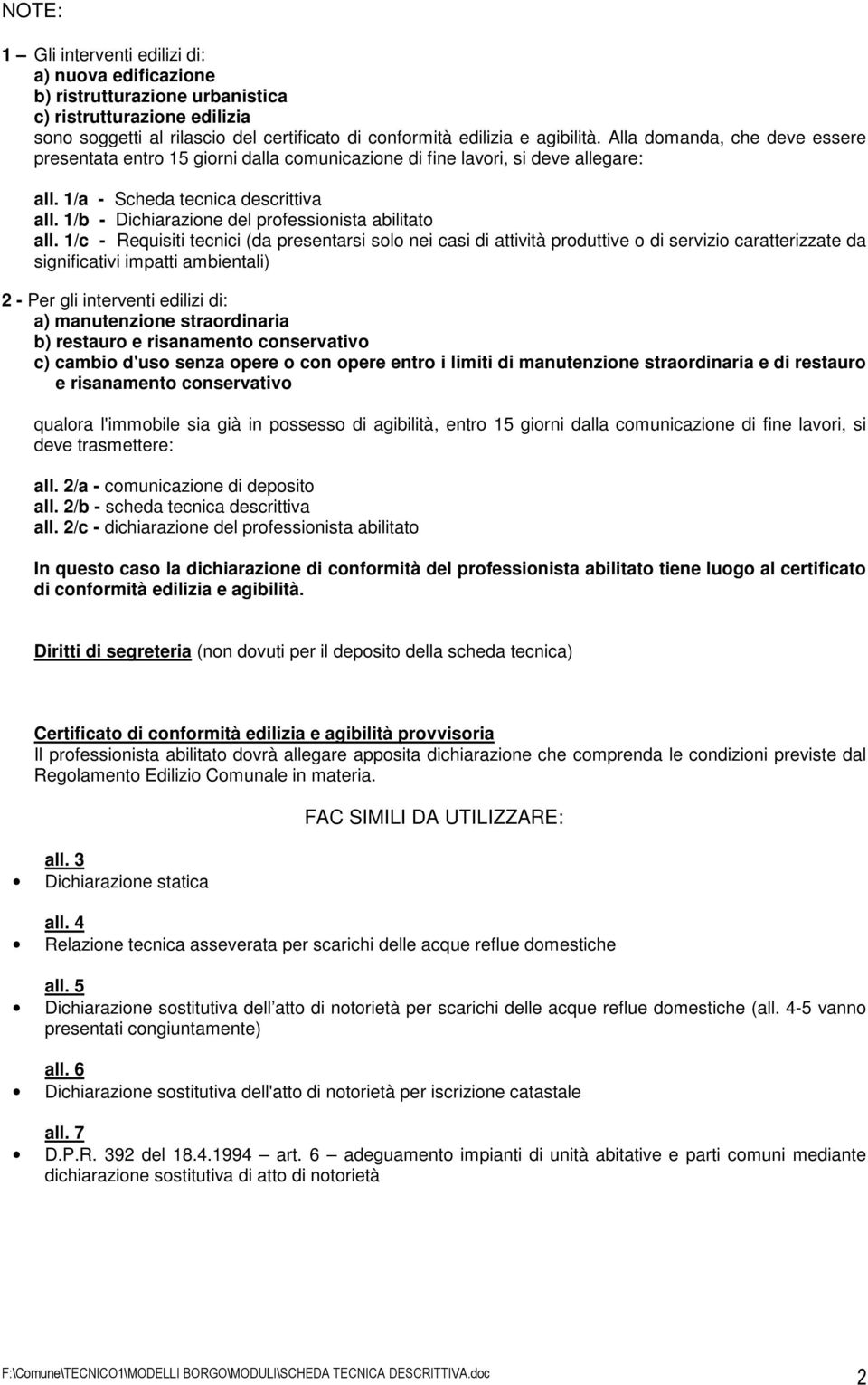 1/b - Dichiarazione del professionista abilitato all.