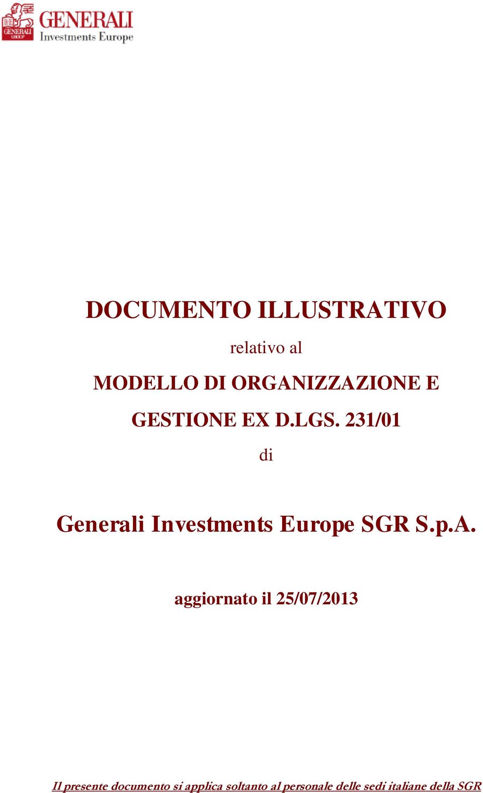 231/01 di Generali Investments Europe SGR S.p.A.