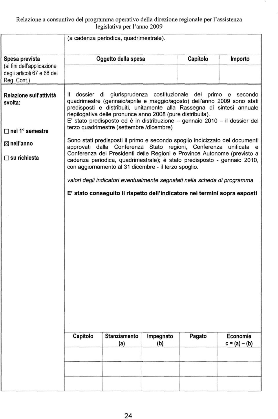 (gennaio/aprile e maggio/agosto) dell'anno 2009 sono stati predisposti e distribuiti, unitamente alla Rassegna di sintesi annuale riepilogativa delle pronunce anno 2008 (pure distribuita).