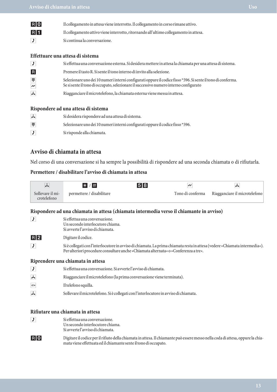 Effettuare una attesa di siste Si ef fettua una con ver sa zio ne es ter na. Si de si de ra met te re in at te sa la chia ta per una at te sa di siste. R Pre me re il tas to R.