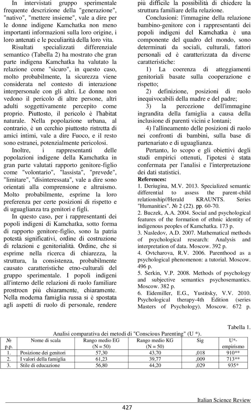 Risultati specializzati differenziale semantico (Tabella 2) ha mostrato che gran parte indigena Kamchatka ha valutato la relazione come "sicuro", in questo caso, molto probabilmente, la sicurezza